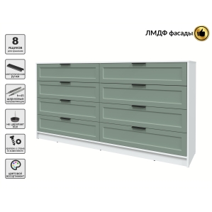 Kомод Тренд КТ-К197 (Белый ЛДСП/ Мята ЛМДФ) Ш1965 В1020 Г451